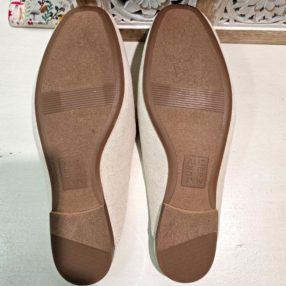 NATURALIZER Womens Sz 7.5 Kayden Linen White Mule Clog Padded Flat Comfort Shoes - Picture 5 of 10